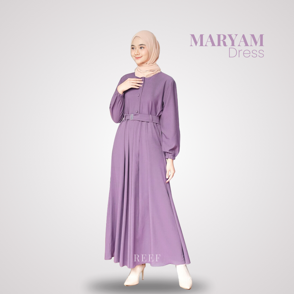 Baju Gamis Abaya Wanita Remaja Polos OOTD Terbaru Dress Korean Style Muslim Warna Ungu Lavender