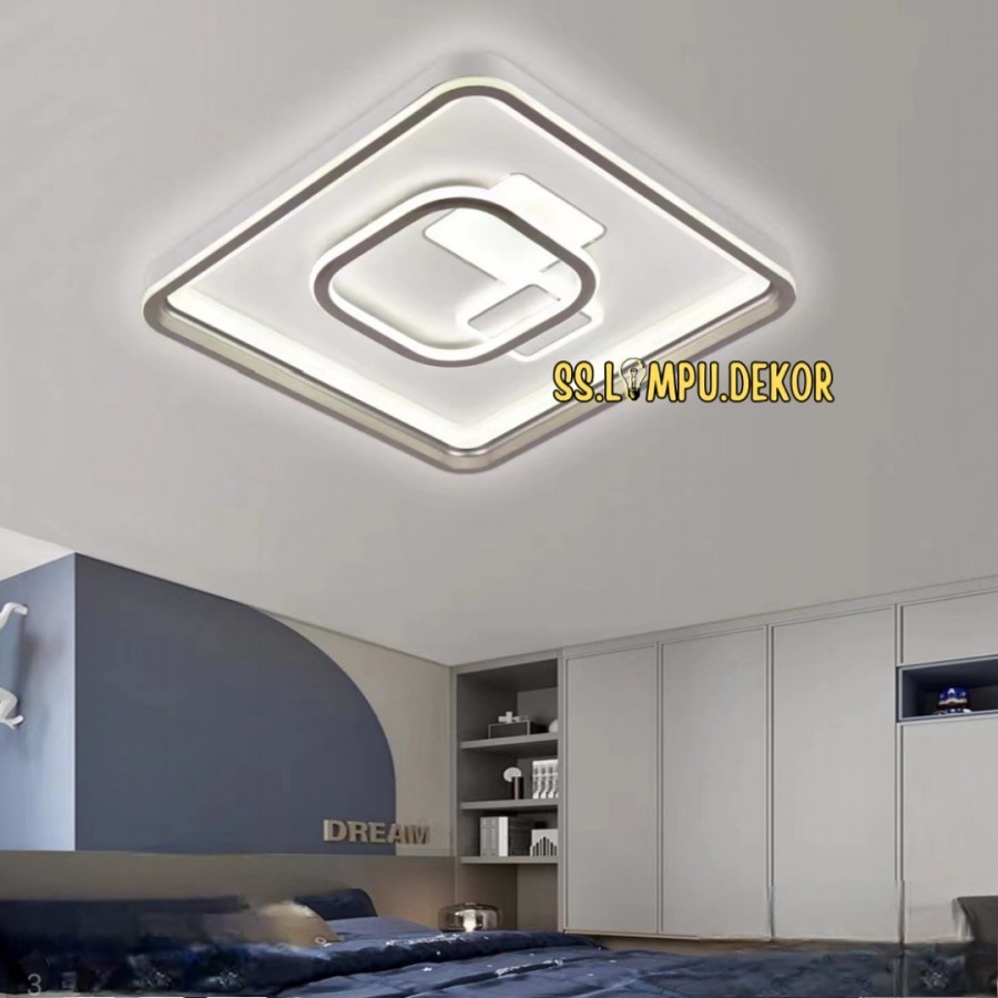Lampu Plafon Minimalis LED Kotak Modern 3 warna Hias Ruang Tamu
