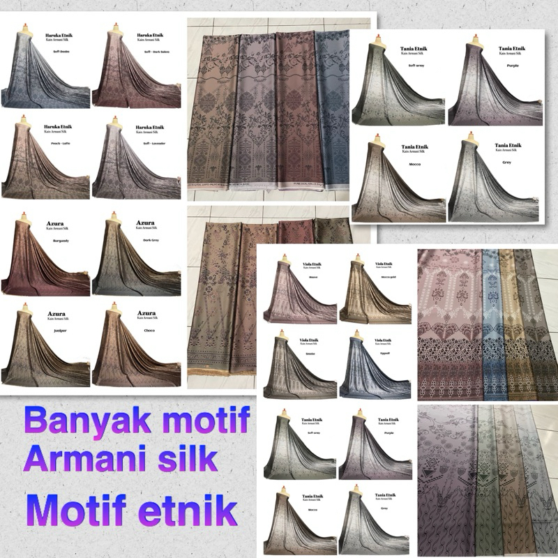 New bahan kain armani silk motif etnik alesha // kain silk // kain armani // kain baju licin mengkilat