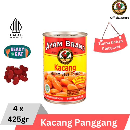 

Ayam Brand - Kacang Panggang Kaleng Saus Tomat 4 pcs 425gr