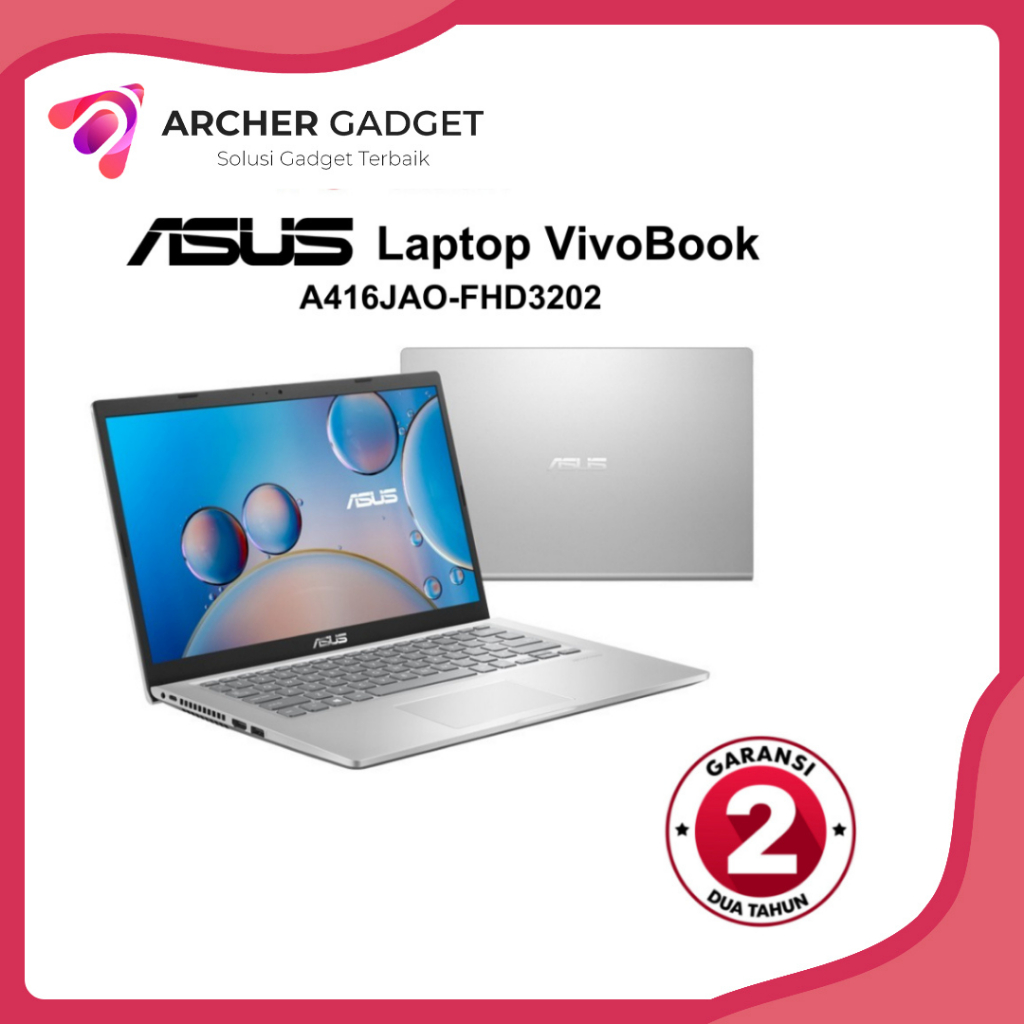 Laptop Asus VivoBook A416JAO-FHD3202 Core i3-1005G1 8/256GB - Garansi Resmi 1 Tahun