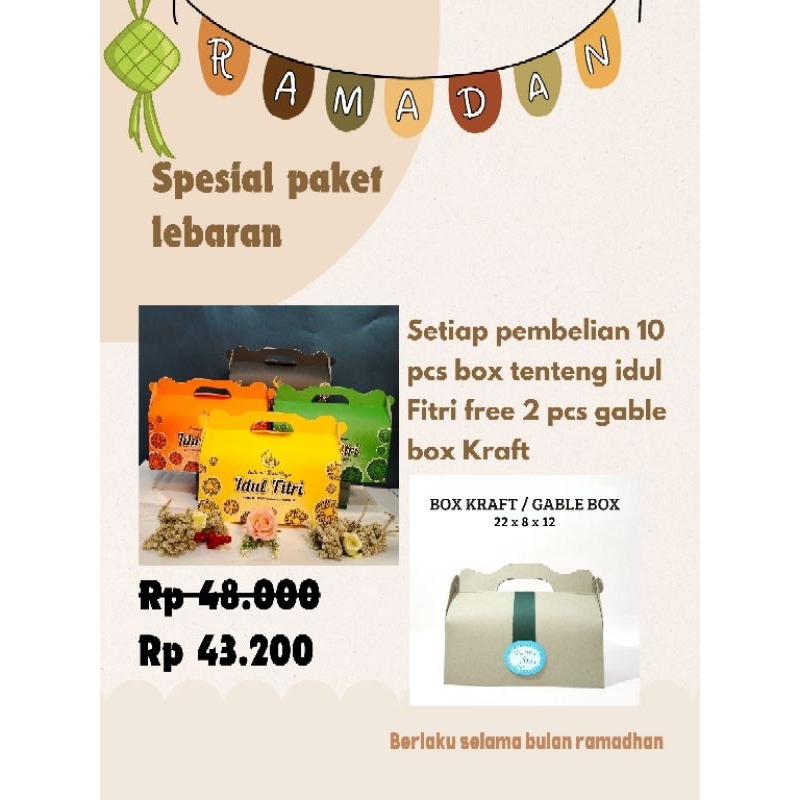 

PAKET RAMADHAN (10pcs) Box Tenteng Idul Fitri (Free Box Tenteng Kecil(gable box))