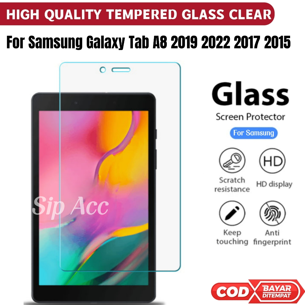 Tempered Glass Samsung Tab A8 2019 2022 2015 2017 Anti Gores Kaca Screen Protector Pelindung Layar Tan Anti Gores Tablet