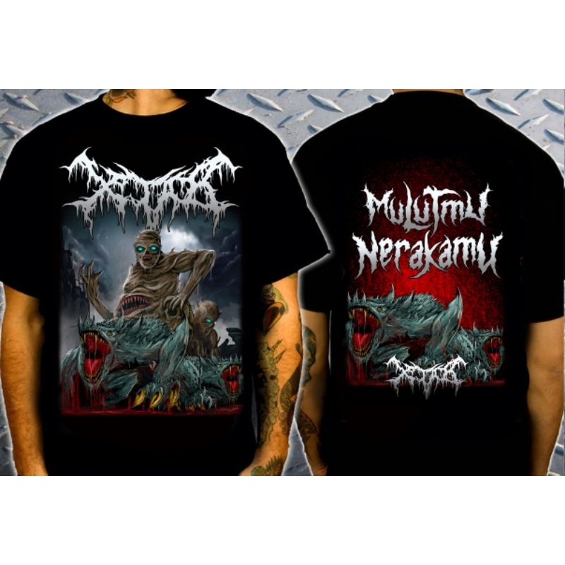 XTAB DISTRO Kaos XTAB - MULUTMU NERAKAMU ART Premium tshirt kaos band metal deathmetal xtab distro B