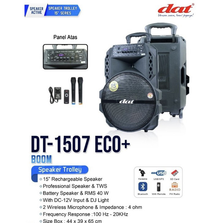 SPEAKER PORTABLE DAT DT 1507 / DT1507 BOOM ECO+ 15 INCH ORIGINAL DAT