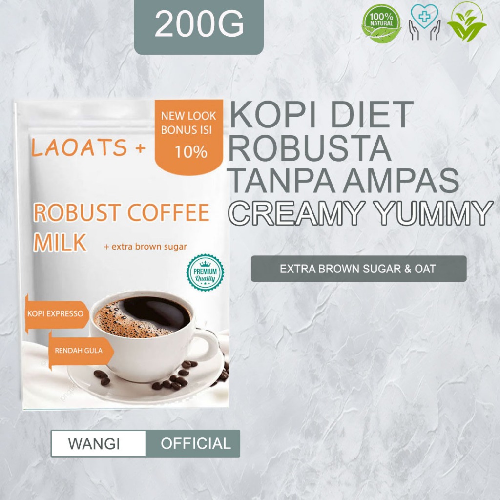 

Kopi Robusta Penurun Berat Badan Pelangsing Badan Susu Rendah Lemak Low Fat Milk Kopi Bubuk Murni Laoats