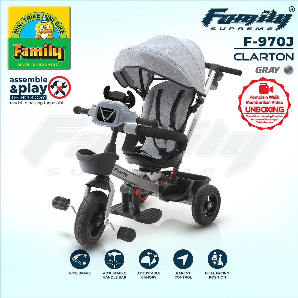 Sepeda Anak Roda Tiga Family Supreme F-970J Clarton dengan Musik