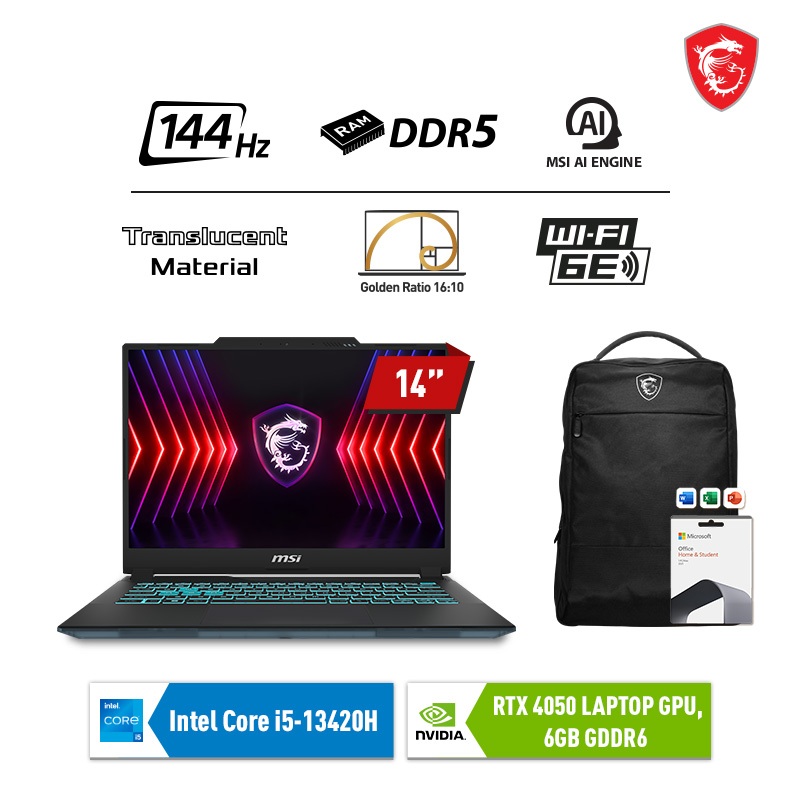 MSI CYBORG 14 CORE I5-13420H RTX4050 6GB - 8GB 512GB W11+OHS 14.OFHD+ 144HZ 100SRGB BACKLIT