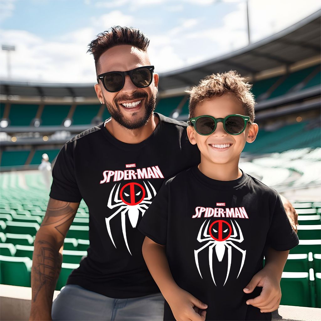 Kaos Couple Spiderman, Baju Couple Spiderman, Kaos Couple Ayah dan Anak Gambar Spiderman