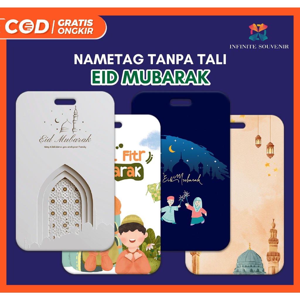

(N009) Nametag EID MUBARAK Tanpa Tali / Card Holder Ramadhan / ID Card Hari Raya Idul Fitri / Tempat Kartu Motif Muslim