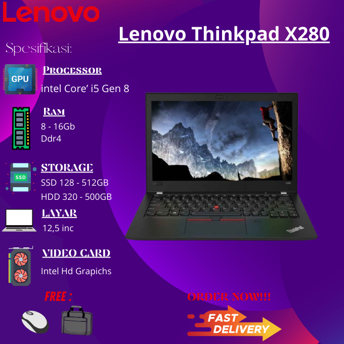 Lenovo ThinkPad X280 - X270 - X260  Core i7 / Core i5 Termurah SE NUSANTARA