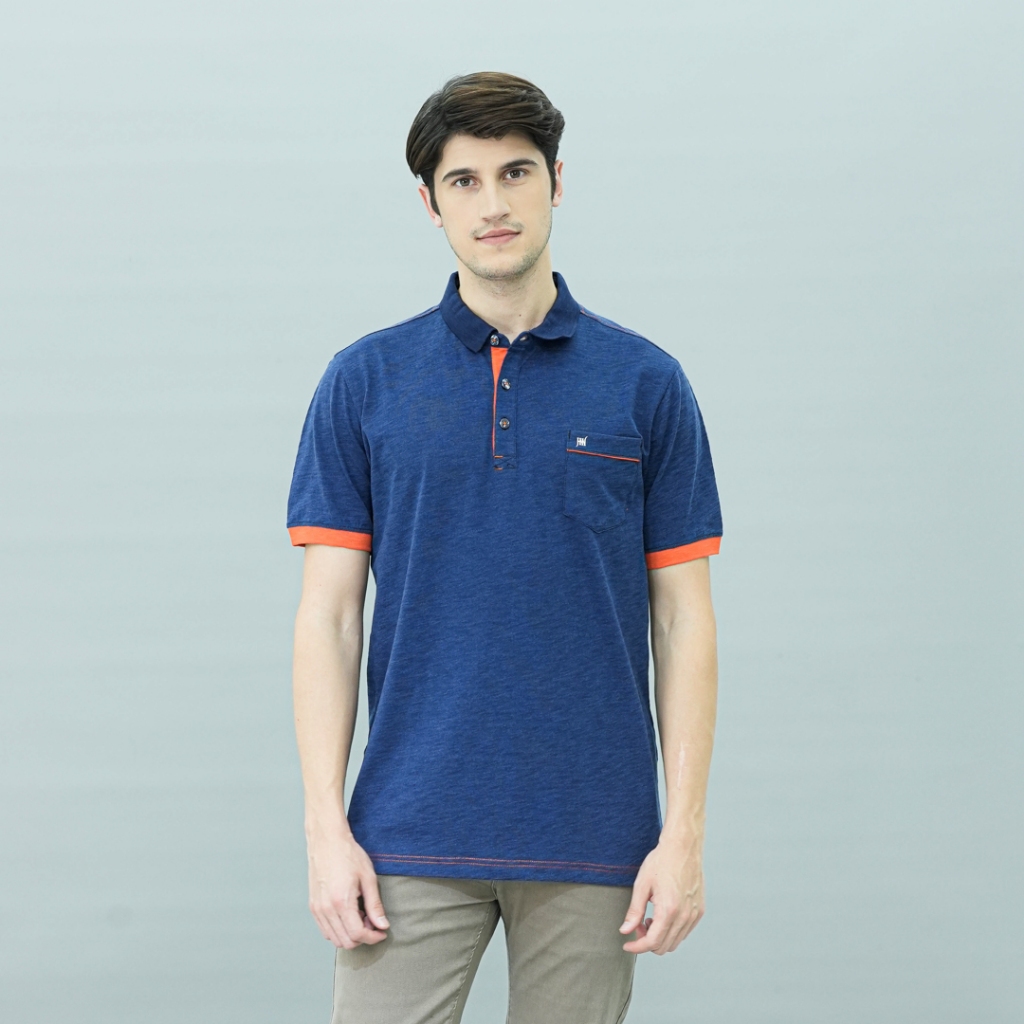 Johnwin - Kaos Polo - Kaos Pria - Kaos Lengan Pendek - Biru - Polos - AWS.625.M350E.01.C-S/S - Free 