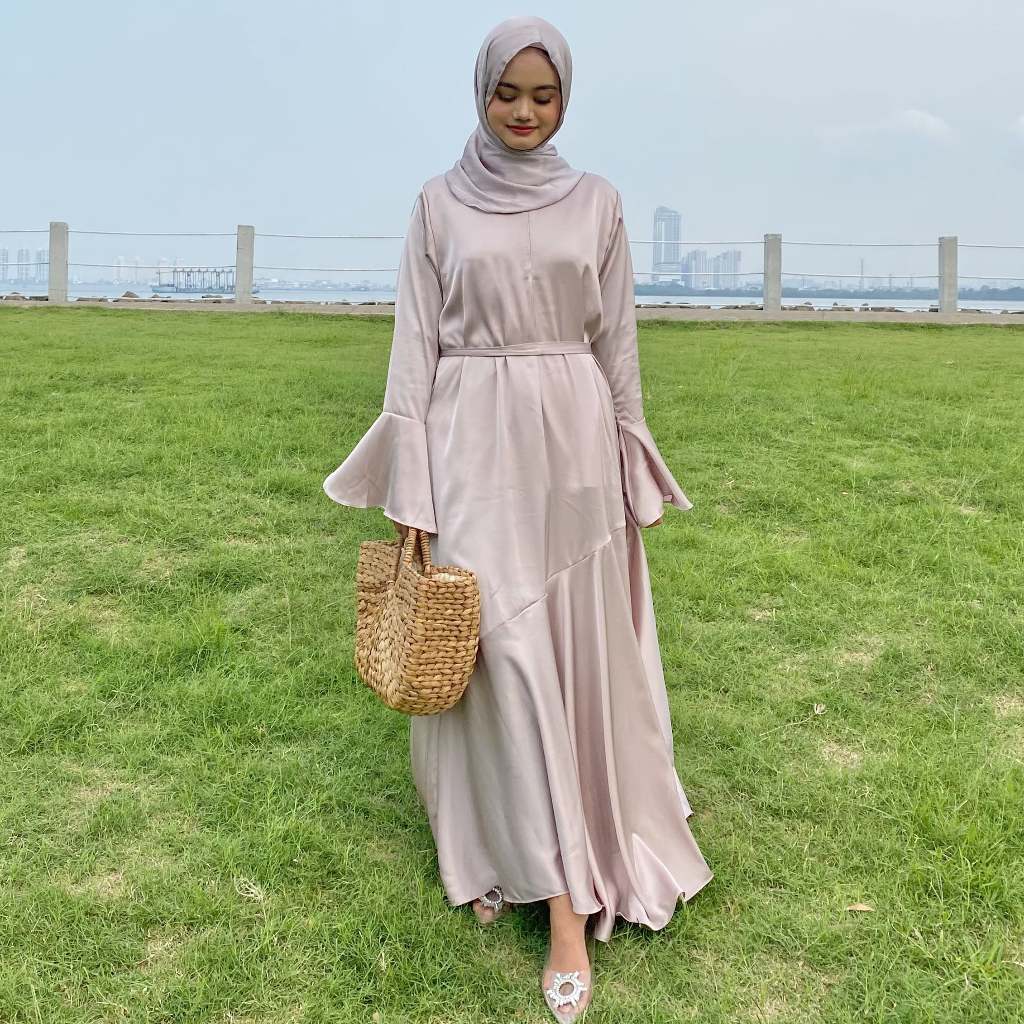 VALIZA - Seira Dress Silk / Dress Satin Lengan Panjang / Dress Kondangan / Long Sleeve Dress / Dress