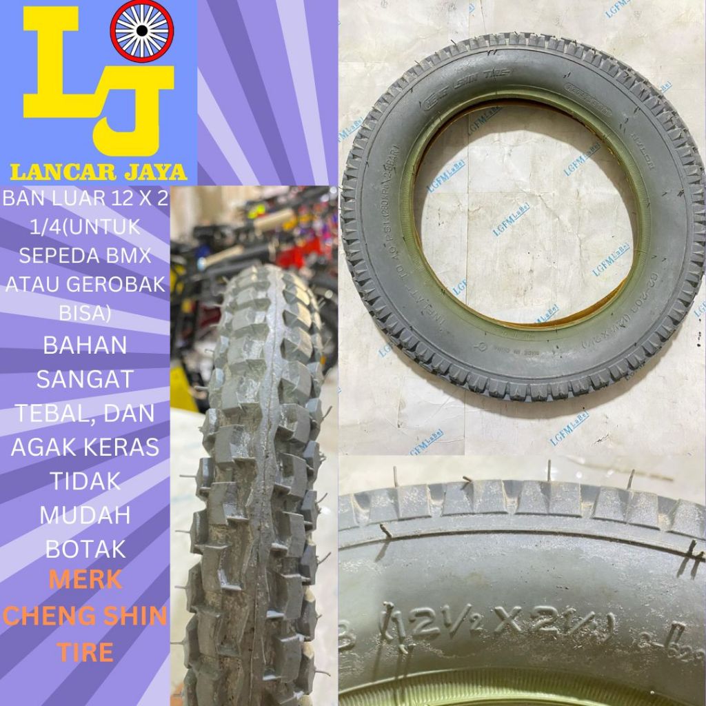 CHENG SHIN TIRE CST Ban luar Sepeda 12 1/2 X 21/4 BMX Gerobak Trolli Katrol Roda Belakang kecil Kuat