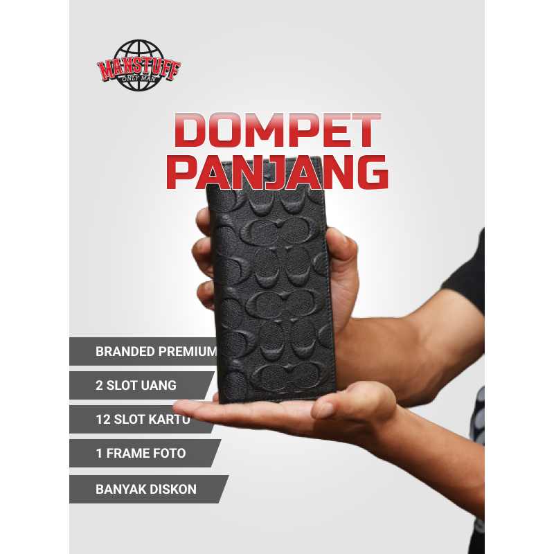 Dompet Panjang Kulit Pria Keren Hitam Coach