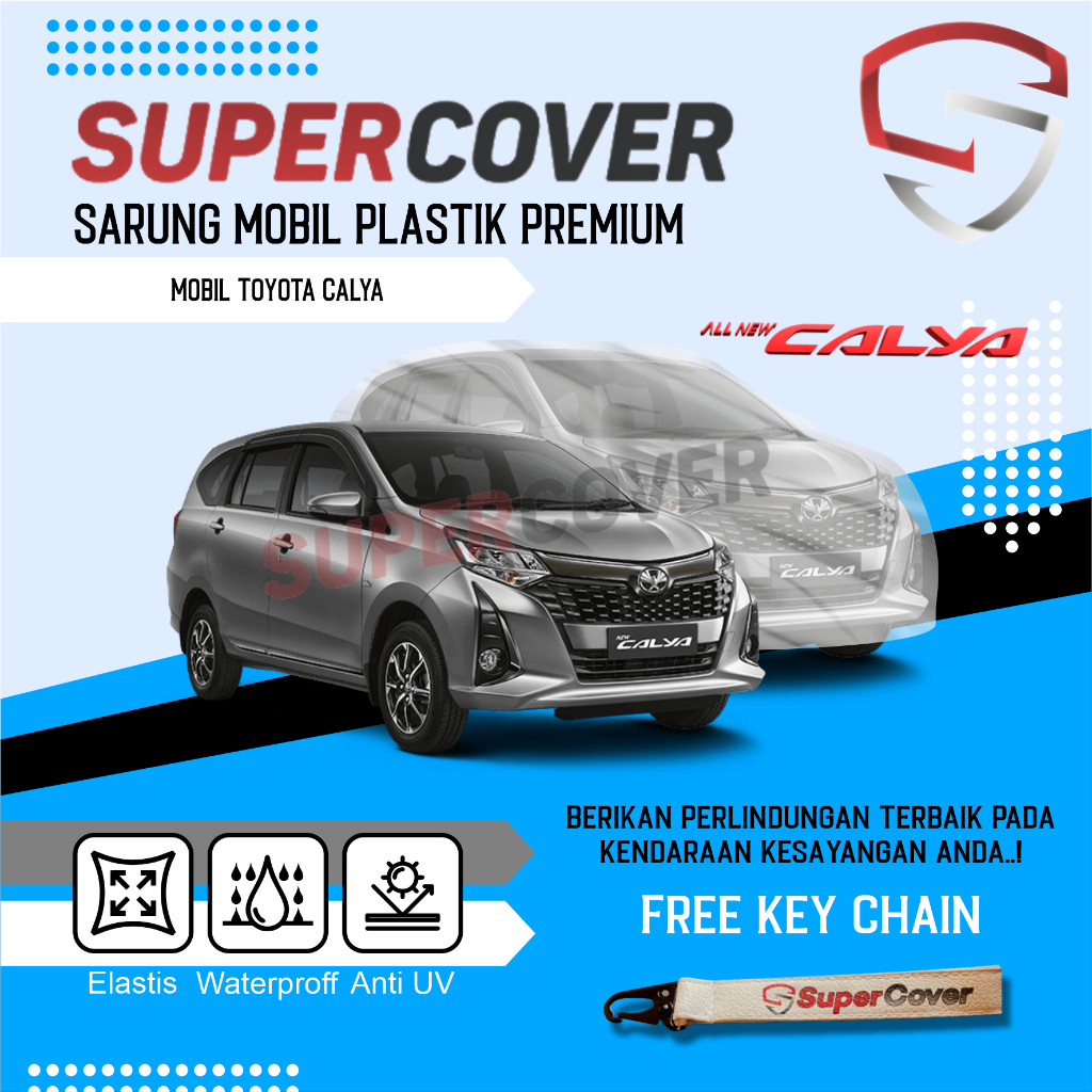 Cover Mobil Transparan SuperCover, Sarung Mobil Plastik Premium, Mobil TOYOTA CALYA Plastik Supercov