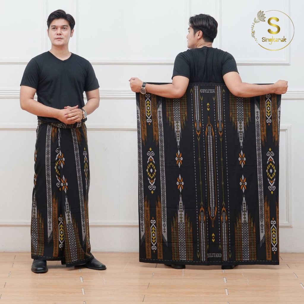 Sarung Eltaza Royal Hitam Series Rayon Print All Size Batik Singkarak