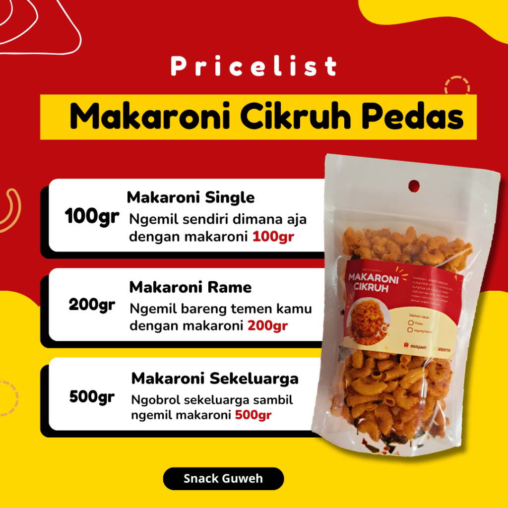 

Makaroni Pedas Cikruh 200gr | Makaroni Murah Enak Snack Guweh