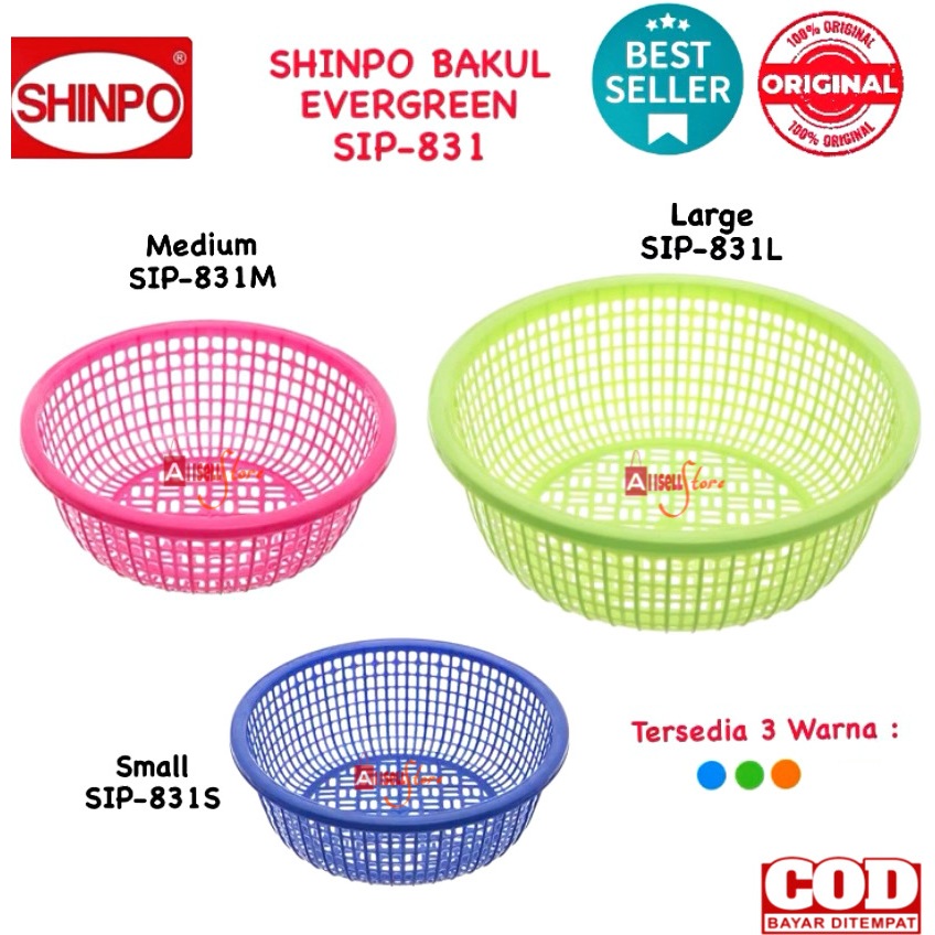 (BISA COD) PROMO Shinpo Bakul / Keranjang Baskom Saringan Sayur / Bakul Bulat Buah Plastik Murah SER