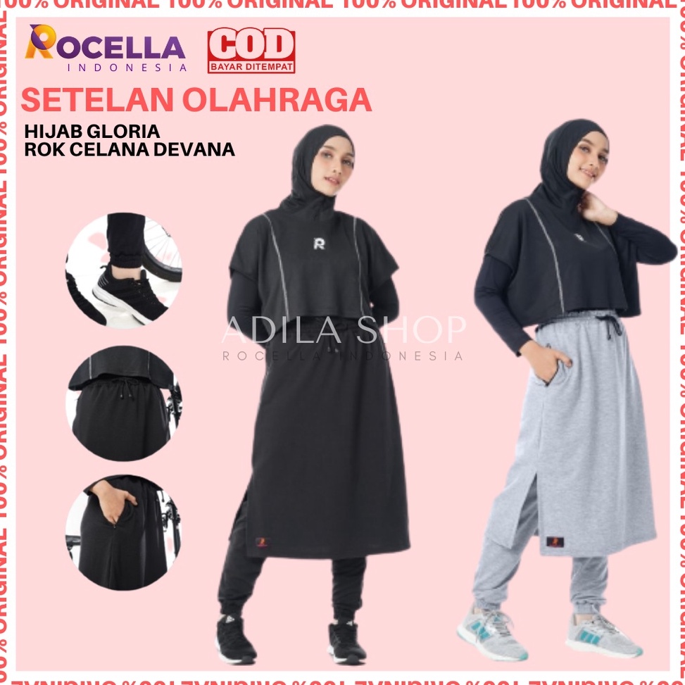 laris manis Setelan Olahraga Hijab Gloria dan Rok Celana Devana Rocella Rok Celana Olahraga Pakaian 