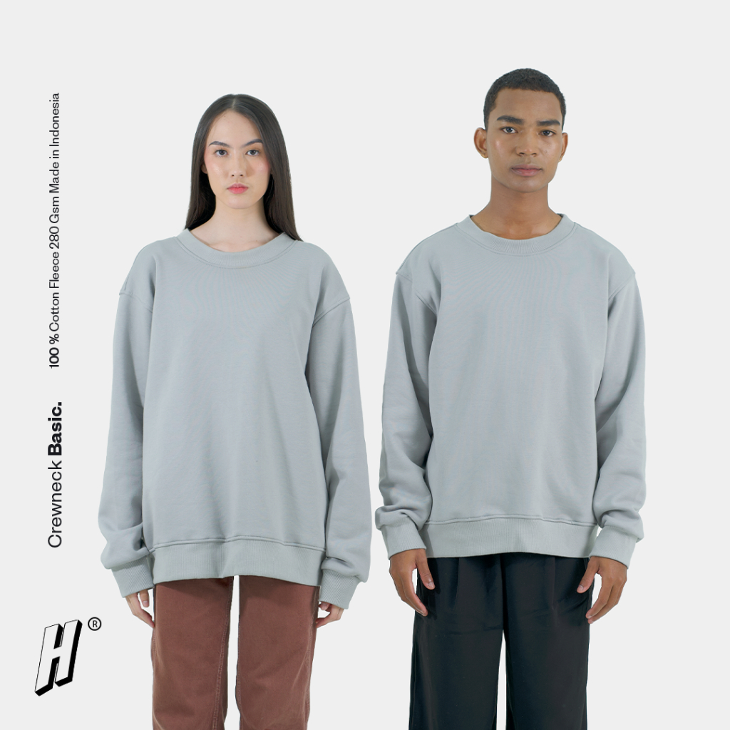 HOGIC - Basic Crewneck Grey Cotton Fleece 280gsm