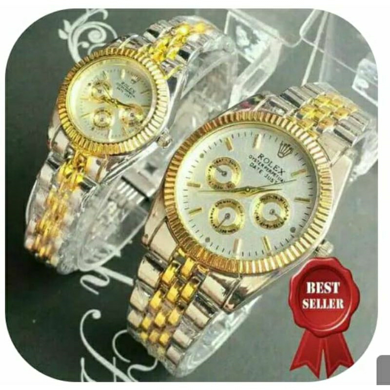 Jam Tangan Rolex Cronno off jam couple/satuan cowok cewek