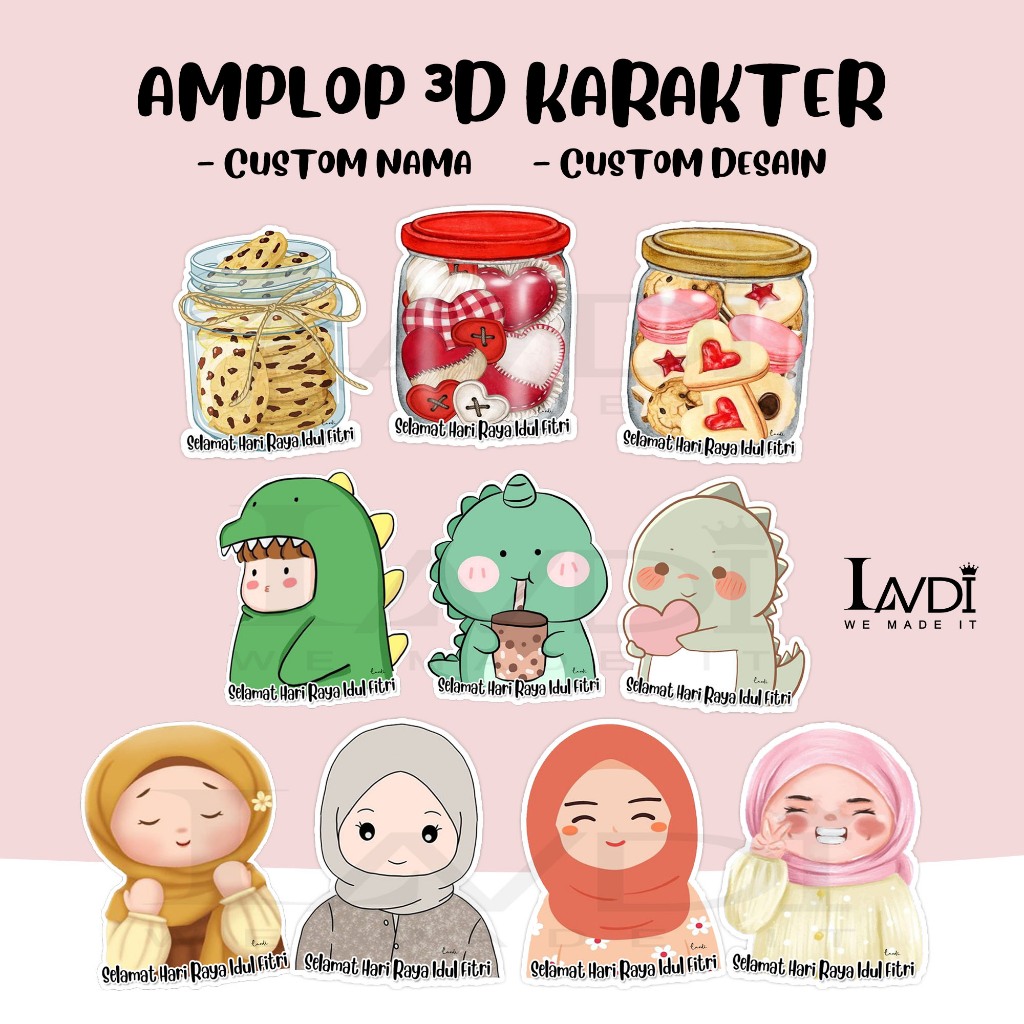 

AMPLOP KARAKTER 3D CUSTOM NAMA BAHAN PREMIUM ANGPAO AMPLOP LEBARAN IDUL FITRI LUCU