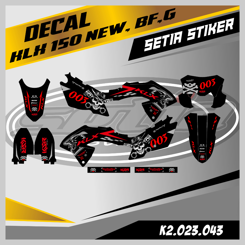 DECAL KLX BF 150 NEW, G, SE, WARNA MERAH, KEREN, SIMPLE, STIKER SUPERMOTO TRAIL, DESAIN BEBAS CUSTOM