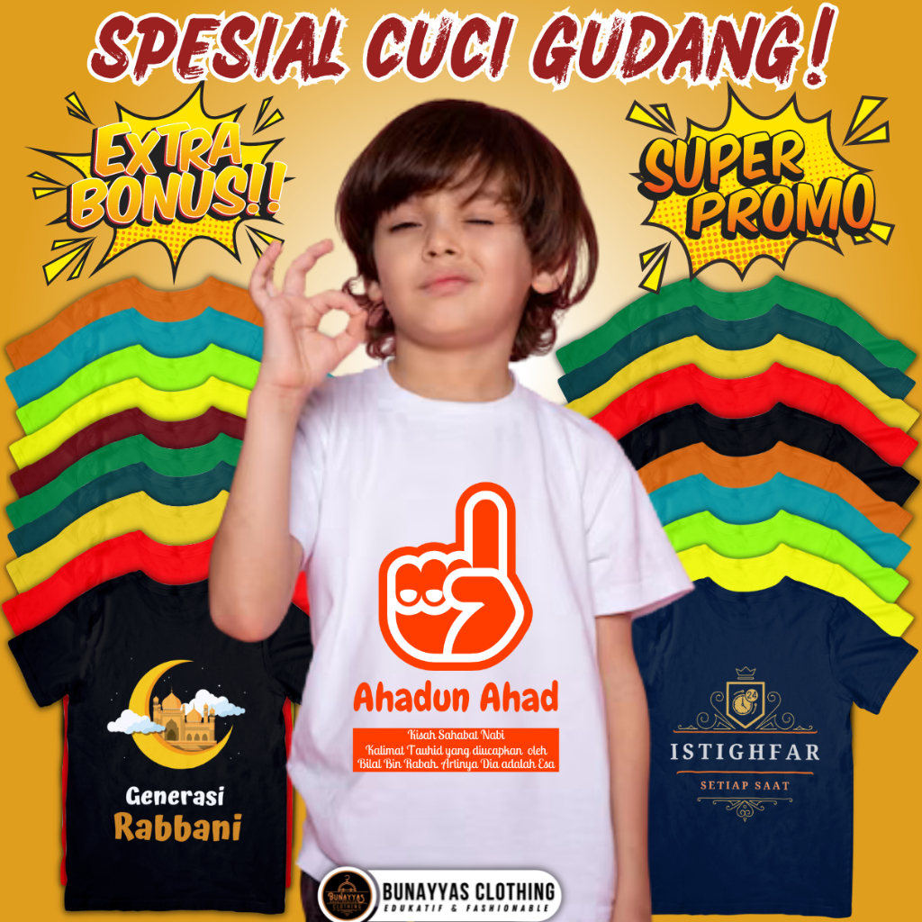 

Kaos Dakwah Anak Muslim Tshirt Bismillah Istighfar Tawakkal Taubat Birrul Walidaian Ahadun Ahad Kisah Nabi Ibrahim Kisah Nabi Shaleh I Am Moslem Abdurrahman Bin Auf Muhammad Al Fatih