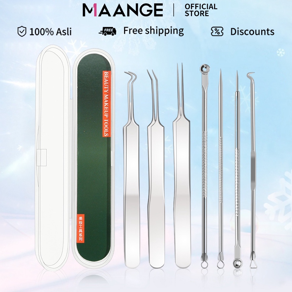 TERBARU MAANGE 7 PcSet Komedo Jerawat Penghilang Jerawat Pinset 344