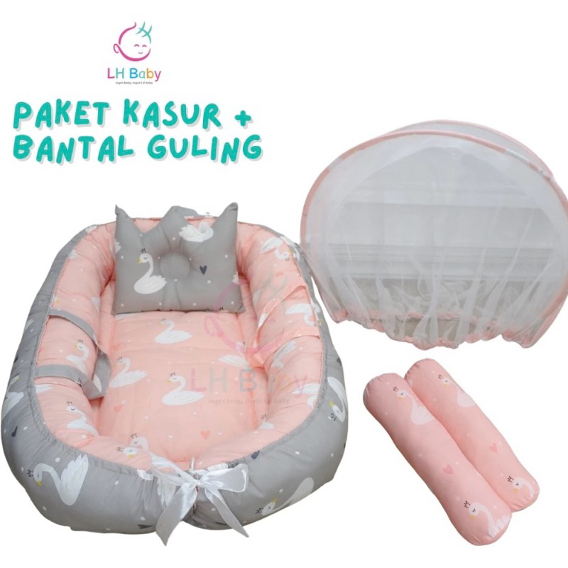 Ex-Kado Bekas Kado Kasur Bayi Baby Nest Premium Dengan Kelambu + Free Bantal Peyang + Tas Dan Guling