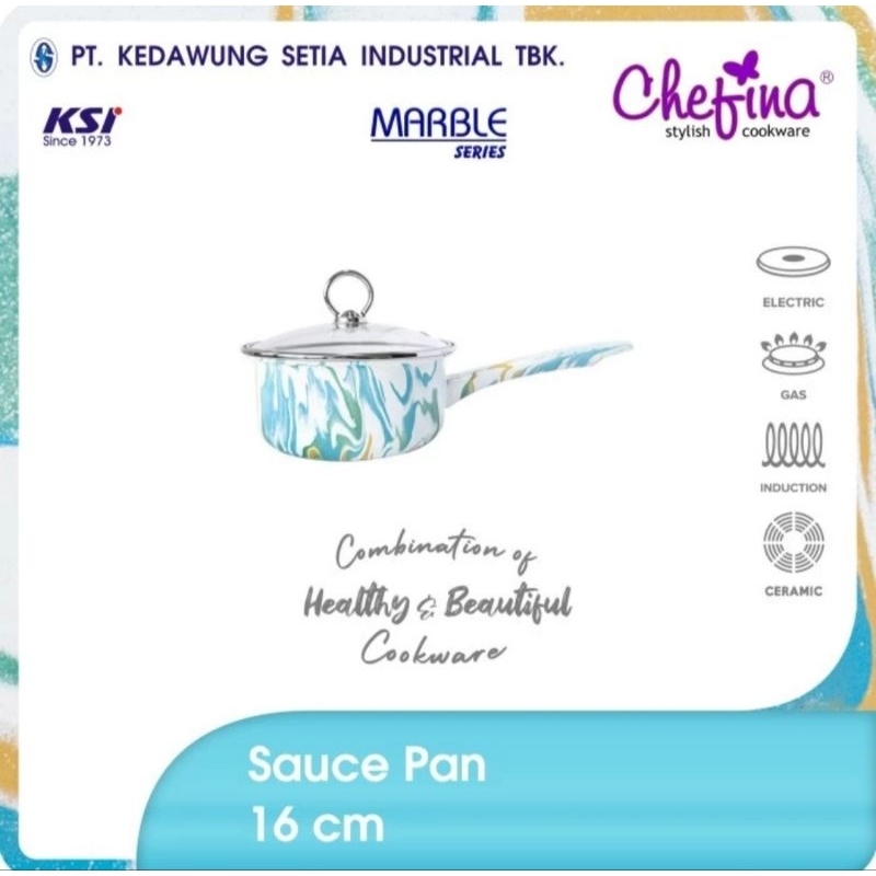 CHEFINA Marble Series Panci Susu saucepan Enamel 16 cm 1.1 Liter