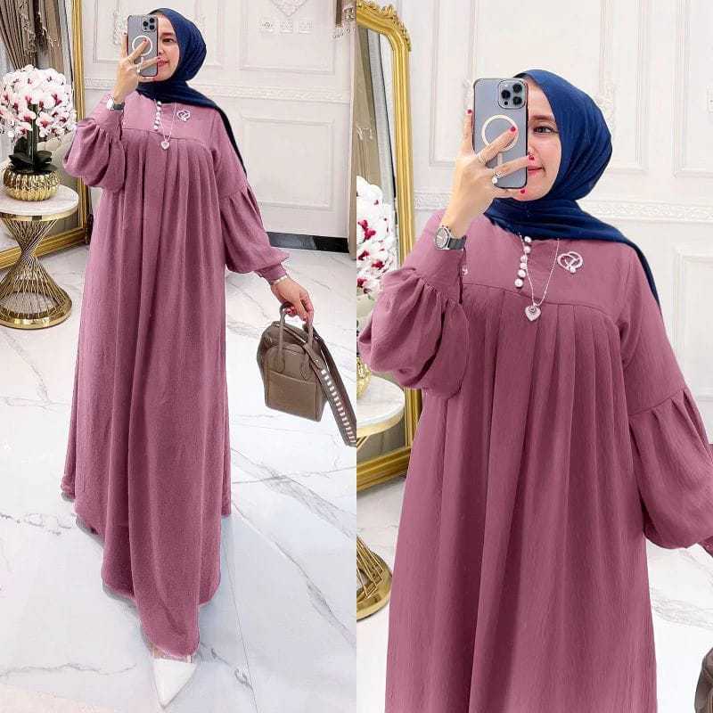 Salsa Maxy Dress Crinkle Jumbo Busui LD 120 / Gamis Crinkle Airflow Busui Friendly