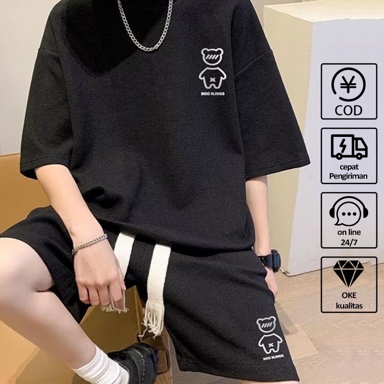 ART W84L SETELAN CELANA PENDEK PRIA KAOS ROUND NECKCELANA PENDEK SET LAKI LAKI SET BAJU OLAHRAGA KAS