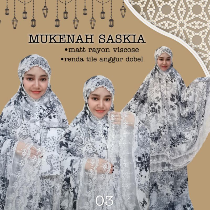 (Real Pict) Mukena Saskia setelah Matt rayon viscose Premium Renda tile susun Size Standart