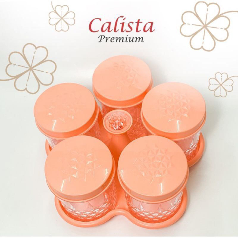 Calista Toples 5 Daun Toples Kue Kering snack Set Isi 5 Pcs + Nampan 6 in 1