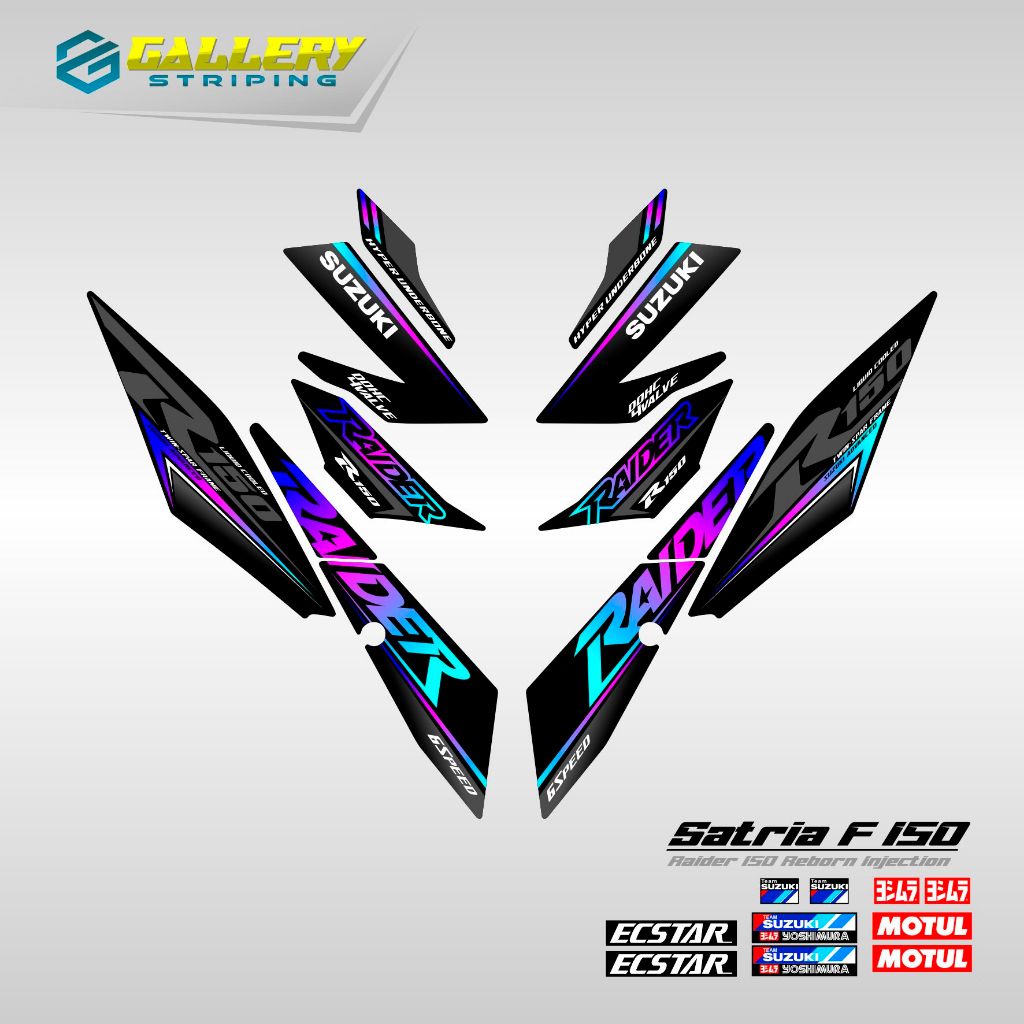 Striping Satria Fu F 150 Fi Motif 13 Stiker Satria Fu F 150 Fi Led Raider Sticker Suzuki Satria Stoc