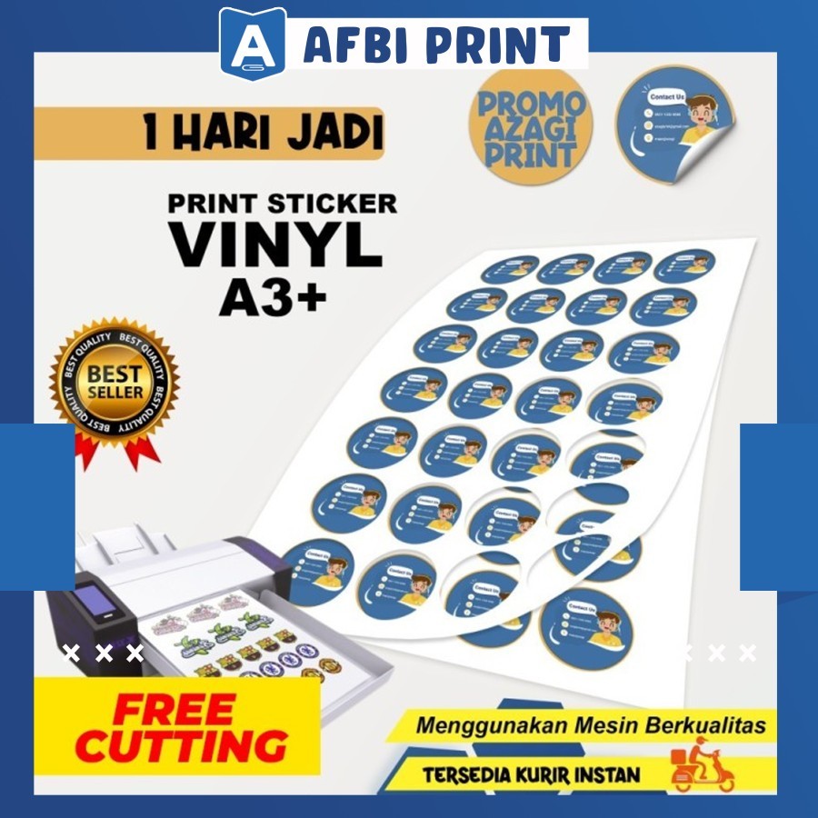 

Cetak Stiker Vinyl A3+ Waterproff Label Makanan Anti Air FREE CUTTING
