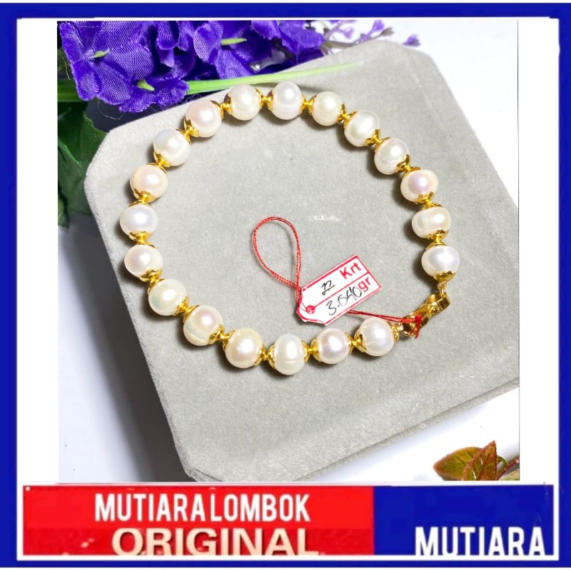 gelang emas 22 karat mutiara air tawar lombok asli mutiara lombok emas kadar 91.6%
