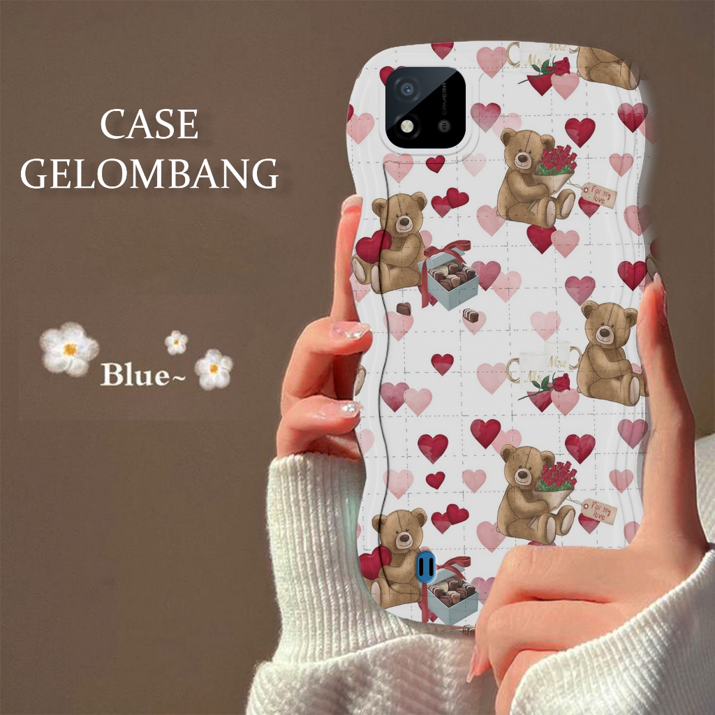 Soft Case GELOMBANG Hp Realme C11 2021 - Realme C11 2021 - Case Pro Camera - Fashion Case Motif Bear