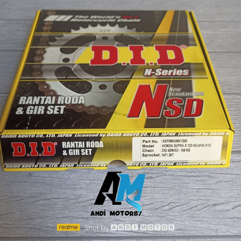 Gear gir paket set DID Honda Supra x 125 Fi Helm In KYZ