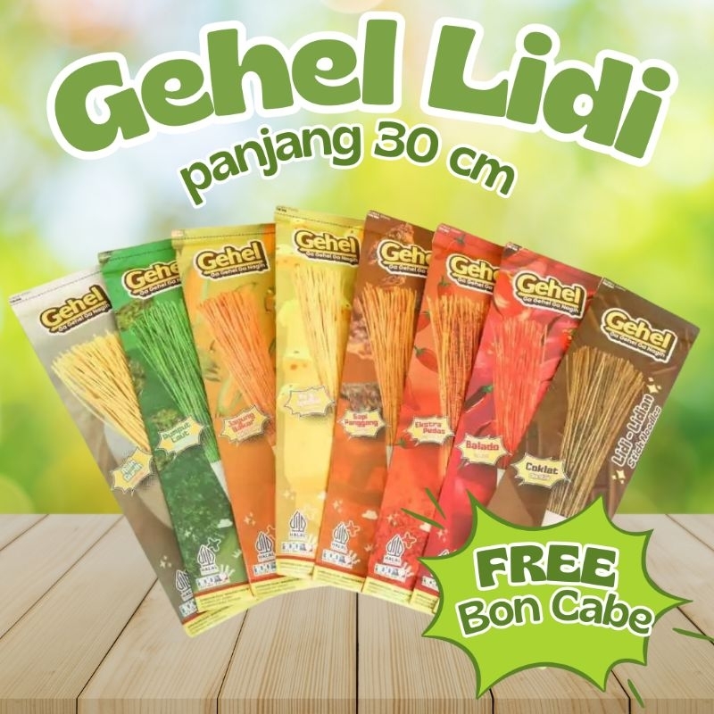 

Gehel Lidi Panjang 30 cm Cemilan Makanan Ringan Aneka Varian Rasa