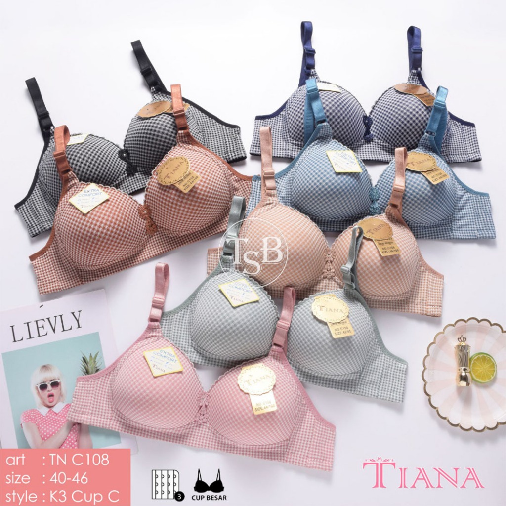 3 Pcs BH Wanita Tiana C108 BRA Wanita BH Tiana BRA Tiana Cup B Kait 3 Size 40 42 44 46