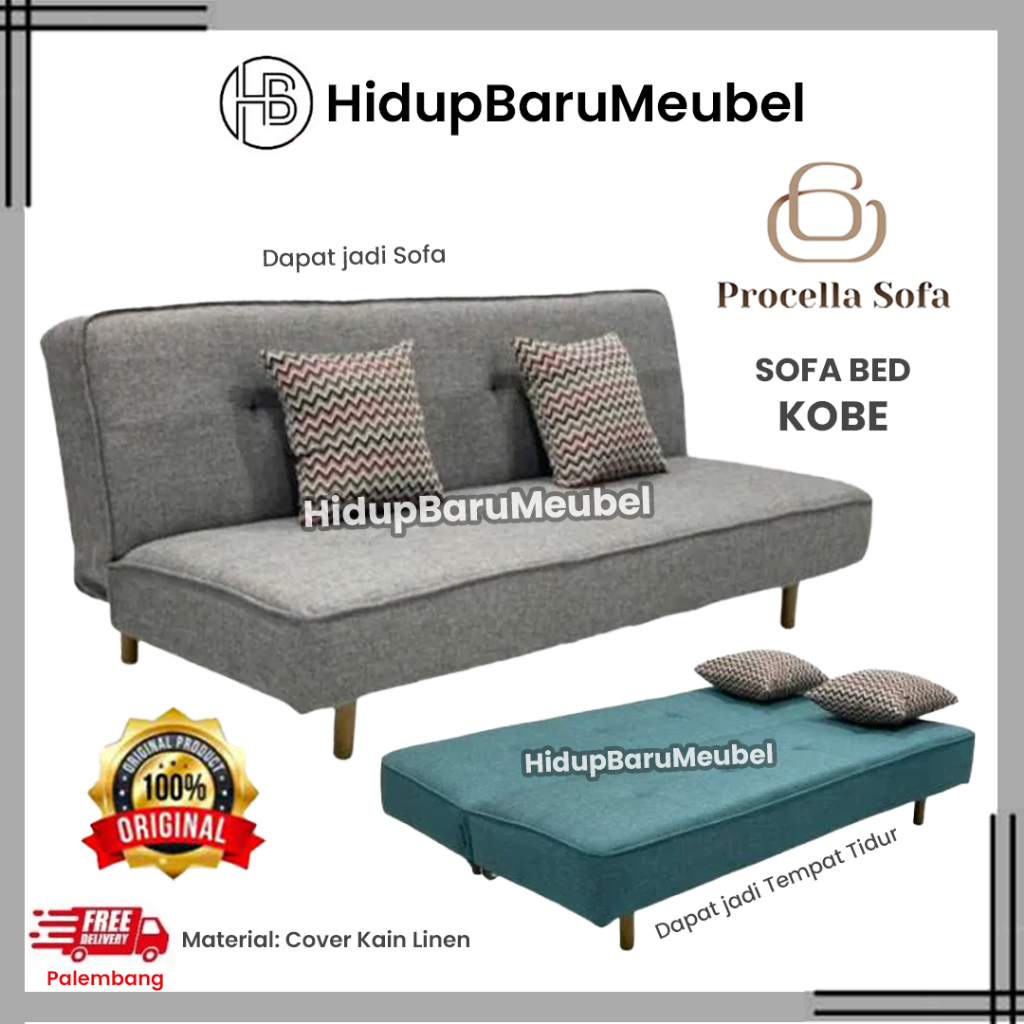 SOFA BED KOBE by Procella / sofabed Murah ekonomis / kursi lipat ruang tamu kost hotel / sofa mewah
