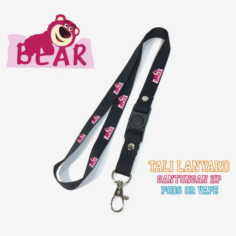 

Tali Lanyard LOTSO BEAR PINK TOYS STORY / Lanyard Hitam Premium lanyard anime cartoon kartun distro / gantungan kunci / gantungan id card / gantungan flashdisk / nametag hp name tag / gantungan pengait handphone i