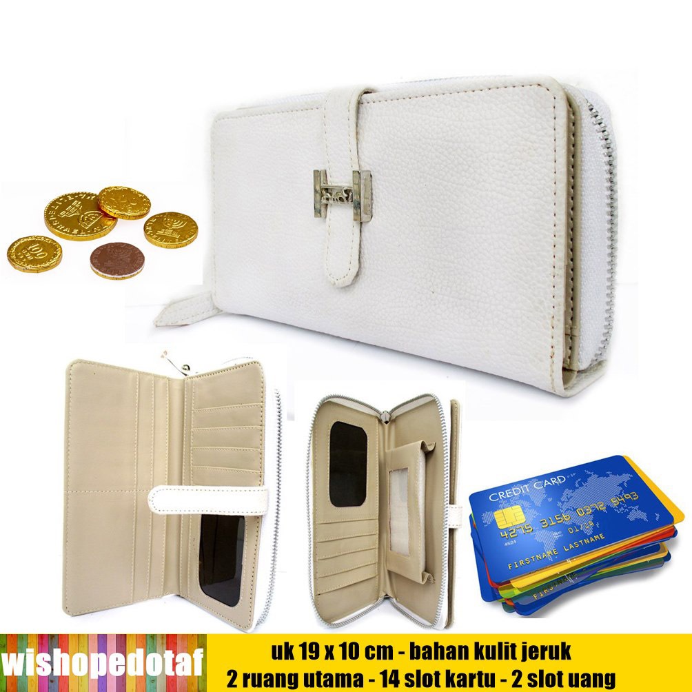 Dompet fAshion Pocket Model Buckle Kartu Twins Kulit Jeruk