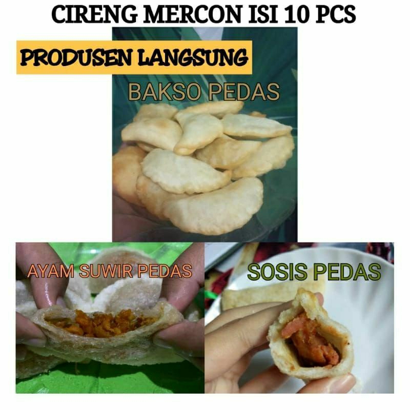 

CIRENG MERCON ISI AYAM PEDAS| BASO PEDAS| SOSIS PEDAS| KEJU| MOZA ISI 10 PCS