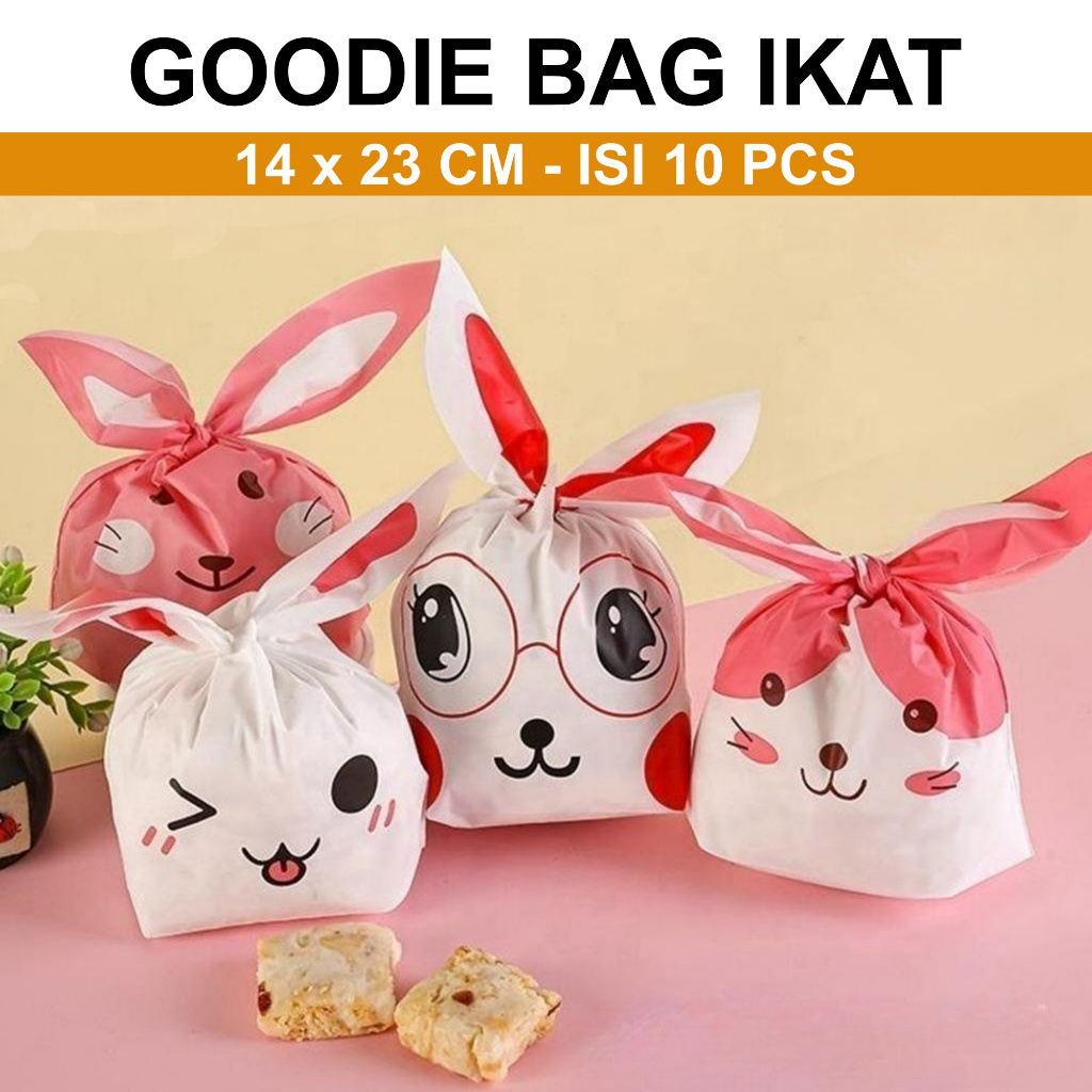 

aiGooTan - (ISI 10) GOODIE BAG IKAT 14x23 - Plastik Kemasan Ultah Tas Snack Bingkisan Murah Medan