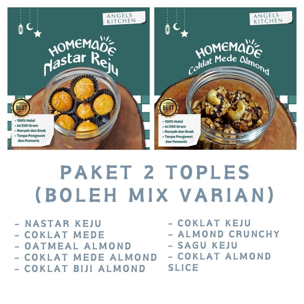 

Paket 2 Toples Kue Kering Premium Lebaran 250 gram Boleh Mix Varian Paket Hampers Lebaran