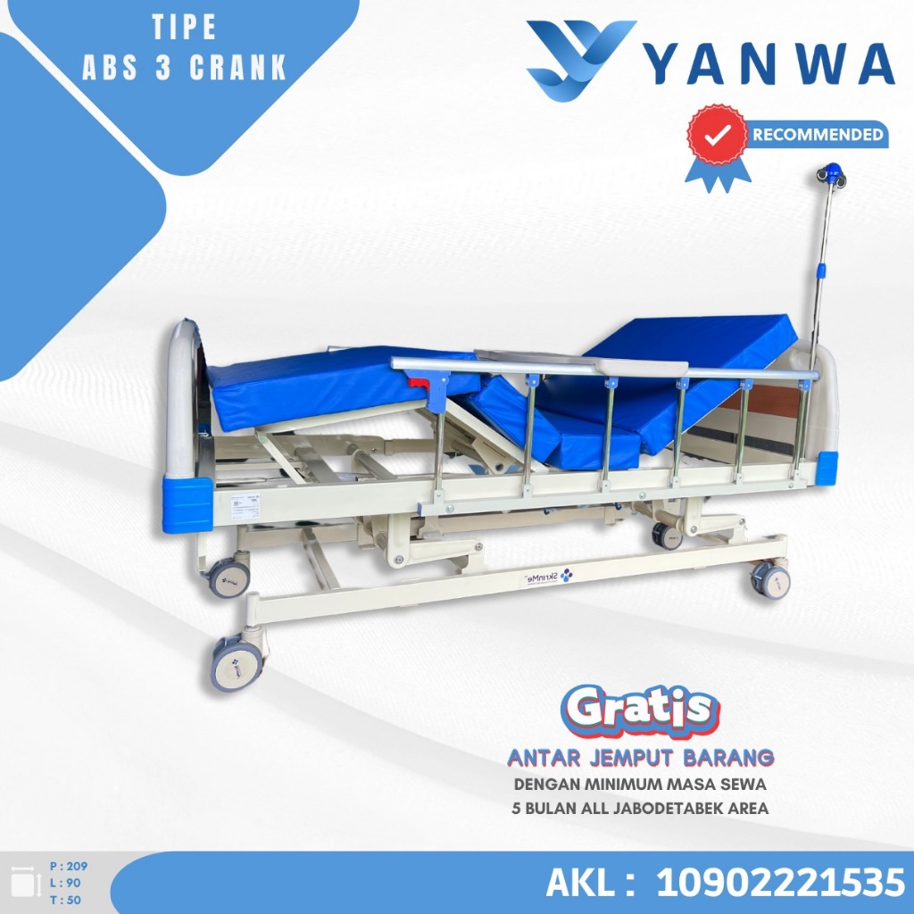 BED PASIEN RUMAH SAKIT 3 CRANK/ENGKOL